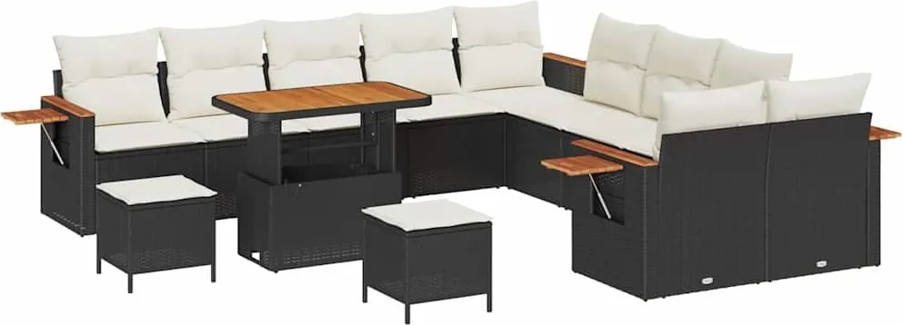 vidaXL Set de canapele pentru grădină 17 pcs Negru și Crem poliratan