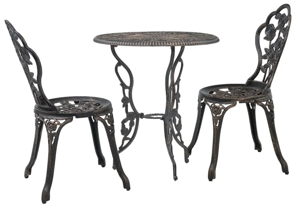 Set mobilier bistro, 3 piese, aluminiu turnat Bronz, 3
