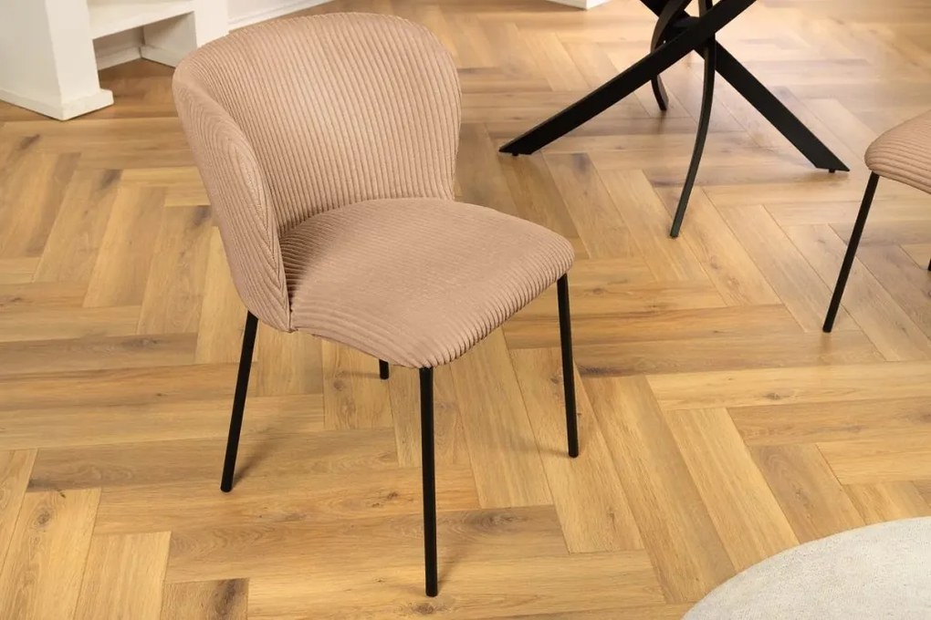 Set 2 scaune stil retro LYON catifea raiata roz