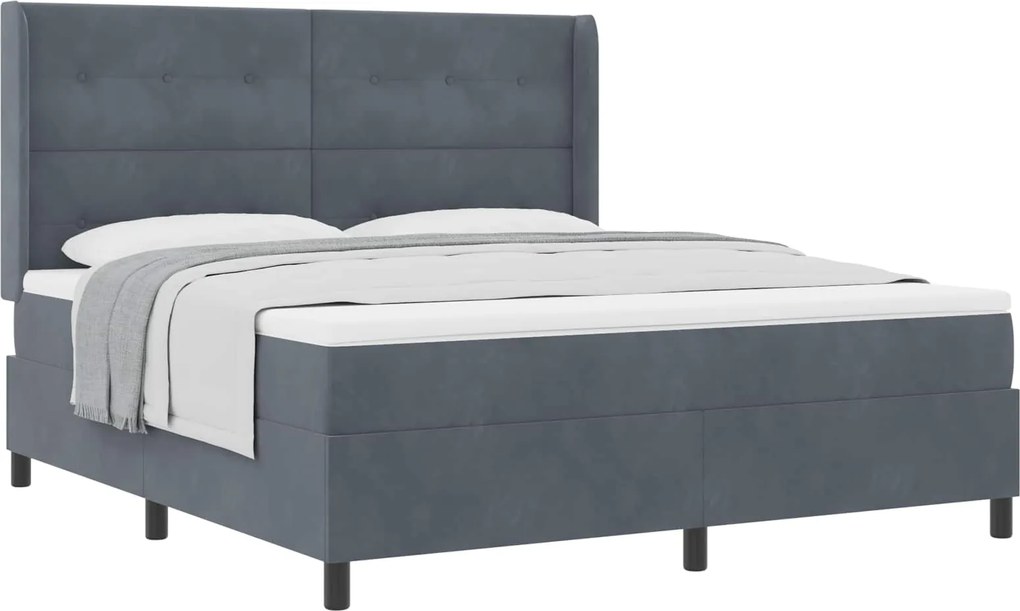 vidaXL Pat cu arcuri cu saltea Gri închis 180 x 200 cm Catifea