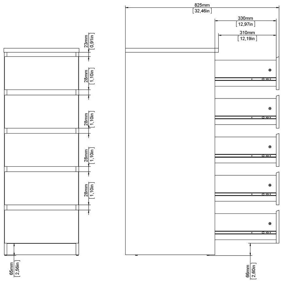 Comodă în culoare naturală cu aspect de lemn de stejar 40x111x50 cm Naia – Tvilum