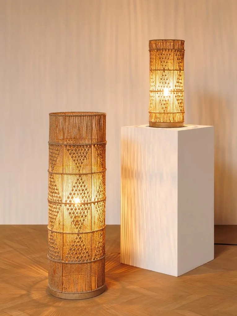 Lampa de masa din iuta naturala si lemn de mango, Persia