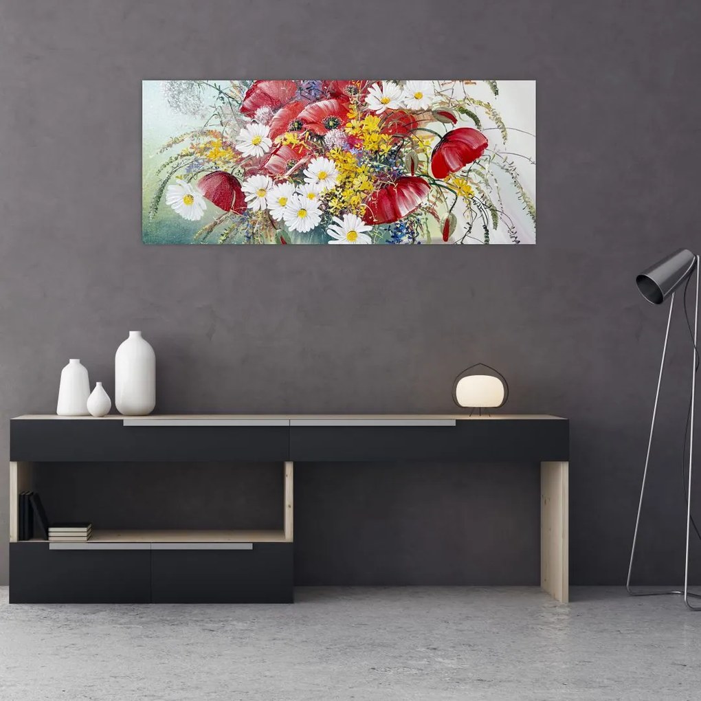 Tablou - Vază cu flori sălbatice (120x50 cm)