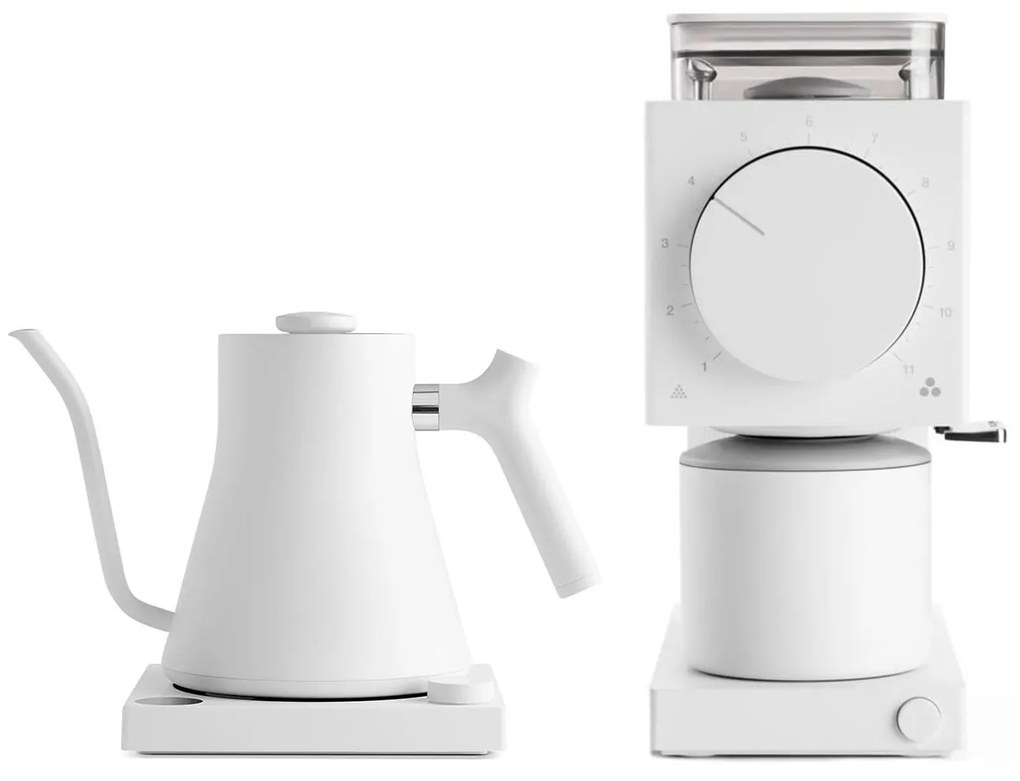 Fellow Ode + Stagg EKG alb | Rasnita electrica de cafea + Gooseneck ceainic