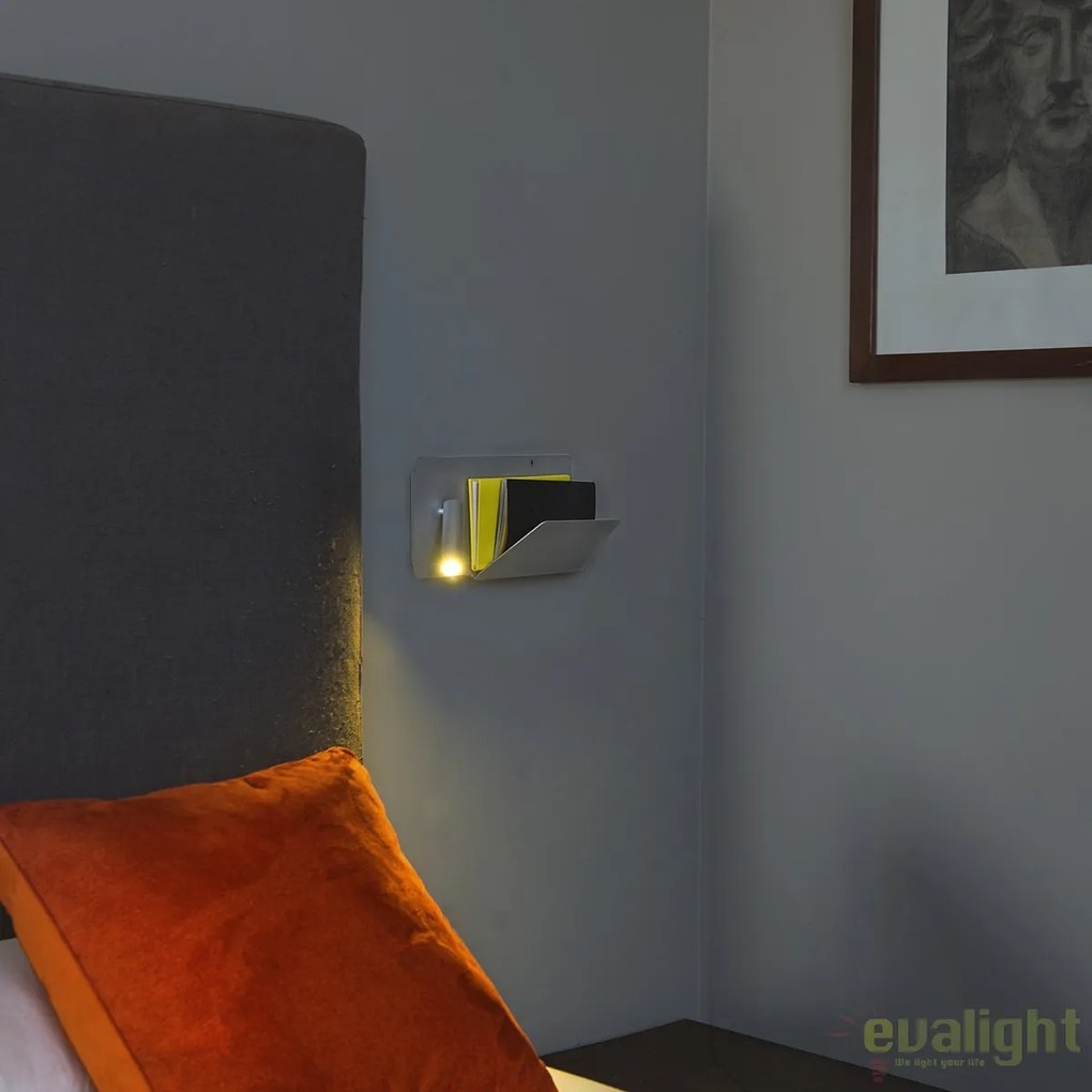 Aplica de perete / Lampa cu reader LED SUAU USB gri dormitor stanga 62125