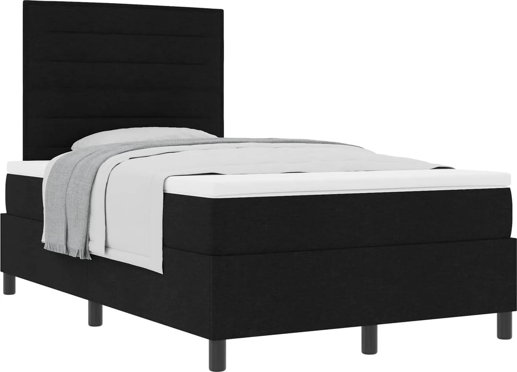 vidaXL Pat cu arcuri cu saltea Negru 120 x 190 cm țesătură