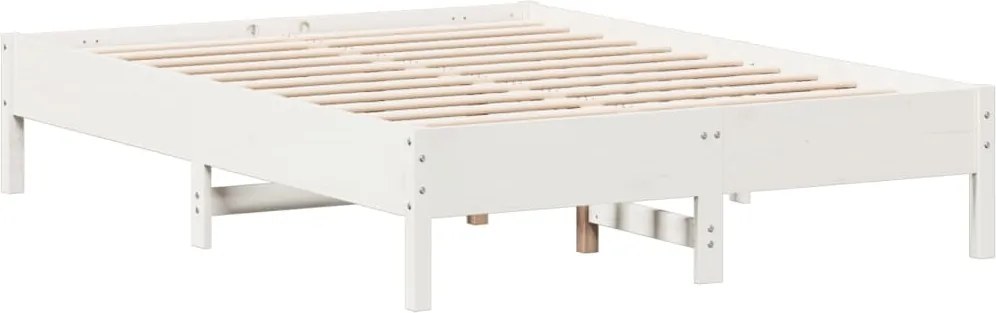 vidaXL Cadru de pat fără saltea, alb, 135x190 cm, lemn masiv de pin
