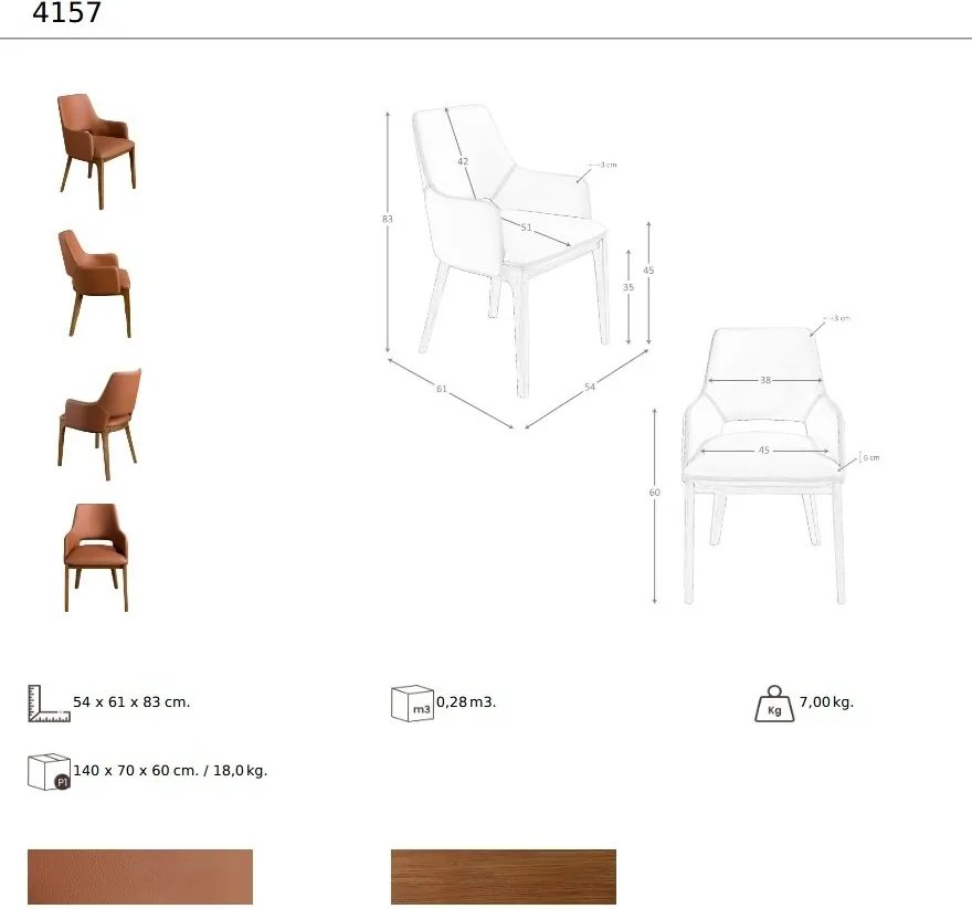 Scaun design LUX, Nuc, Piele sintetica, Brown