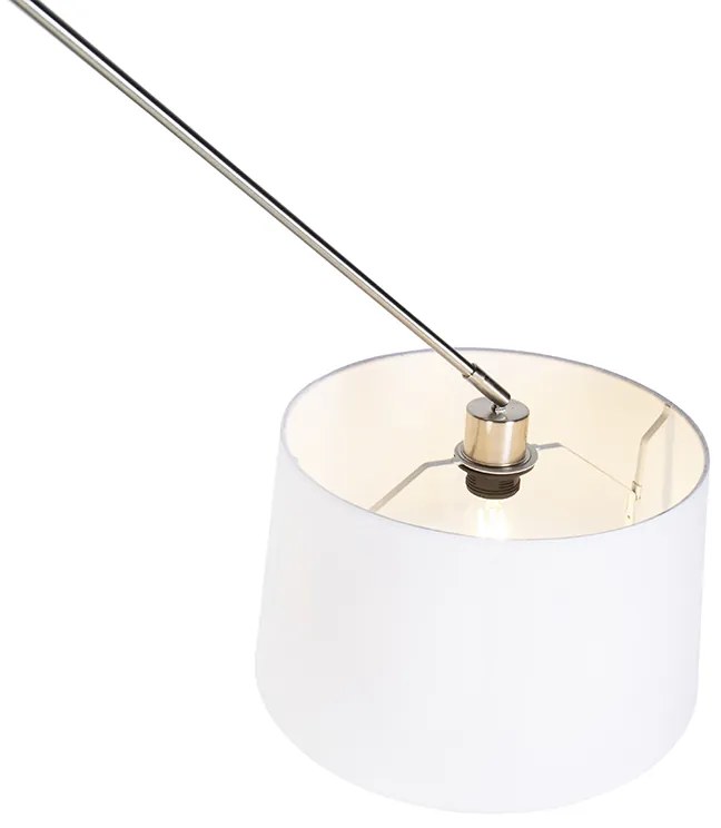 Lampă suspendată din oțel cu abajur din in alb 35 cm - Blitz