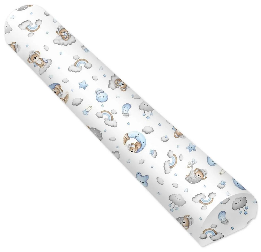 Protectie pat copii din burete cu husa bumbac detasabila Kidizi Koala Dreams Blue, ideala si ca protectie perete pat