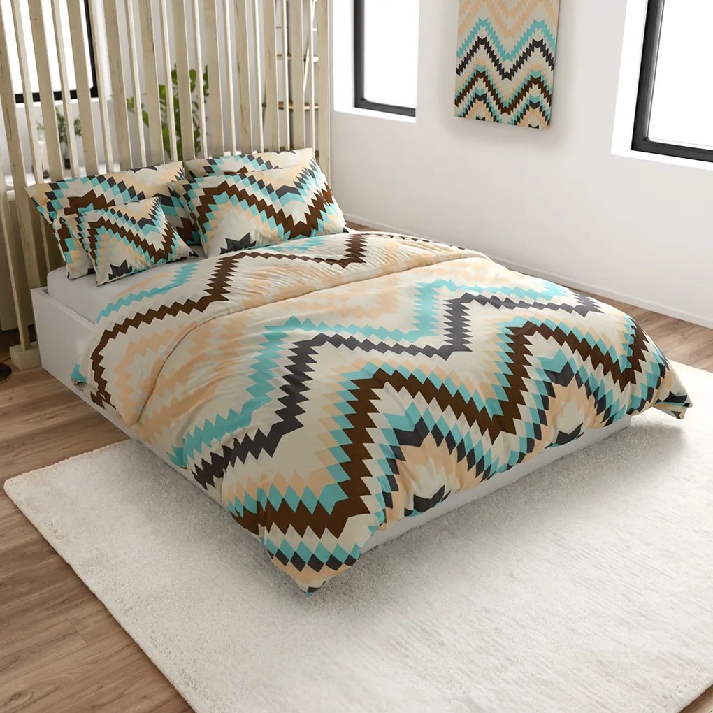 Lenjerie de pat din bumbac Renforce DIAGRAM crem Dimensiunile lenjeriei: 70 x 90 cm | 140 x 200 cm