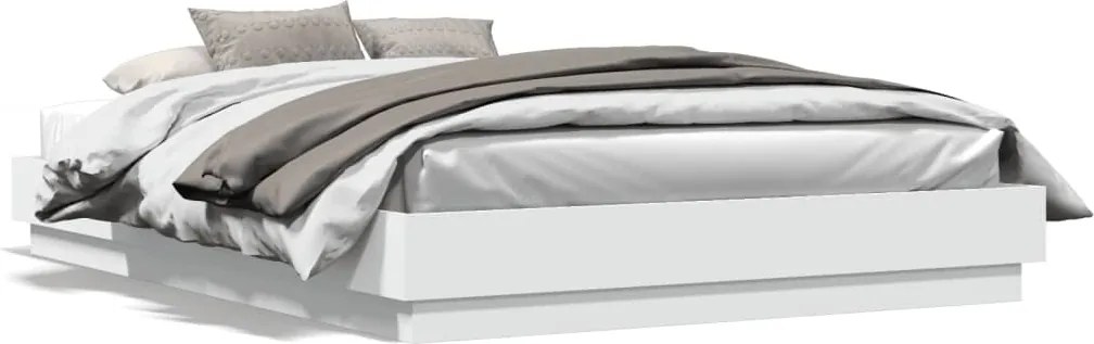 vidaXL Cadru de pat, alb, 150x200 cm, lemn prelucrat