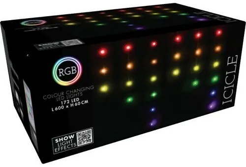 Lanț de Crăciun cu telecomandă Icicle 172 LED,colorat