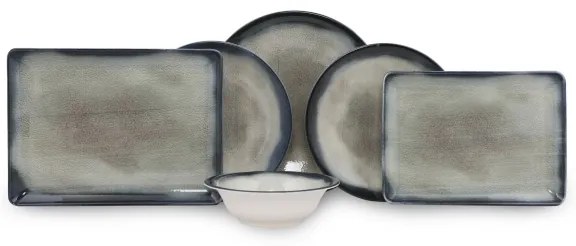 Set veselă din porțelan, 26 piese, albastru/maro