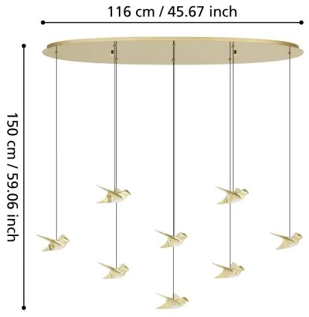 Lustră LED dimabilă pe cablu Eglo 390397 PARATEBUENO 8xLED/4,2W/230V auriu