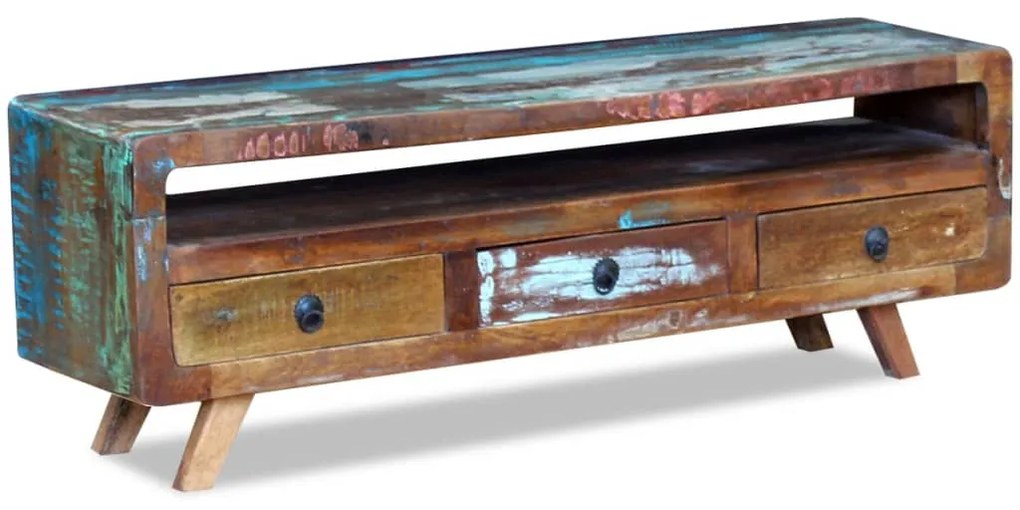 vidaXL Comodă TV cu 3 sertare, lemn masiv reciclat