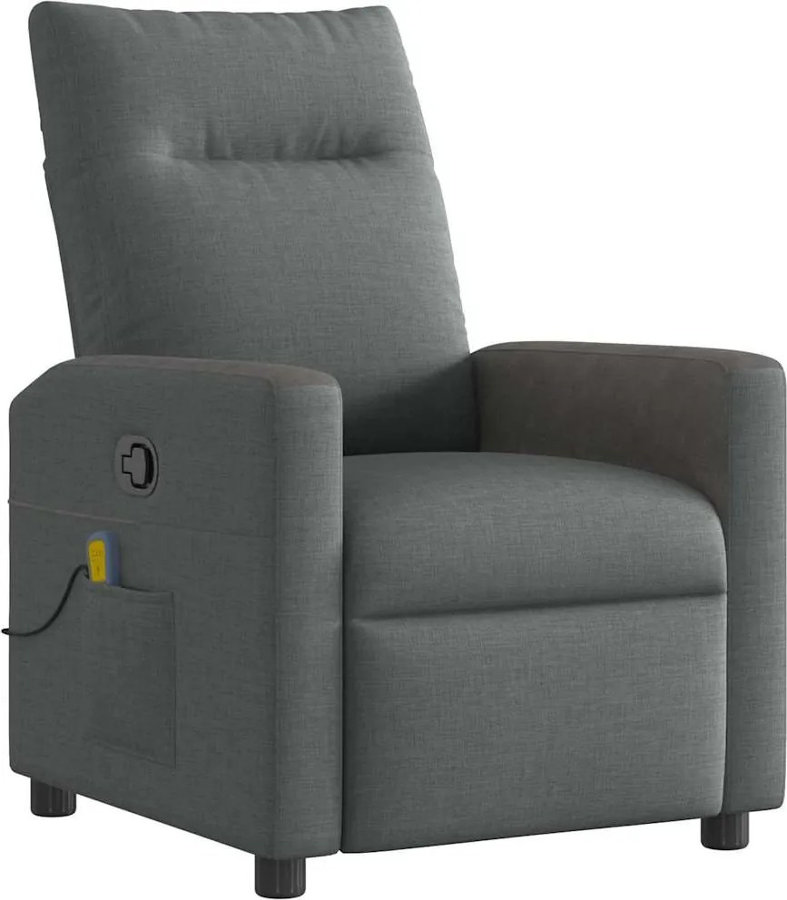 vidaXL Scaun reclinabil cu masaj Gri închis 69 x 86 x 100 cm țesătură