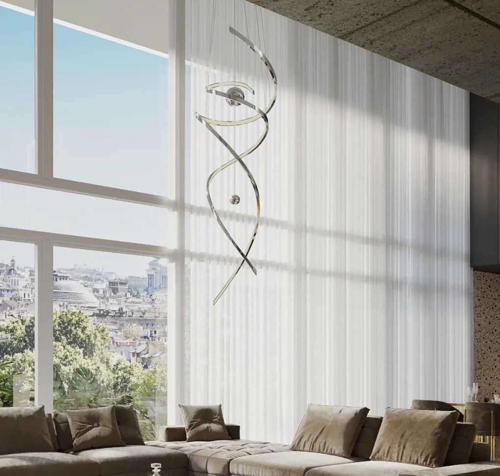Lustra moderna casa scarii LED dimabila RITZ crom