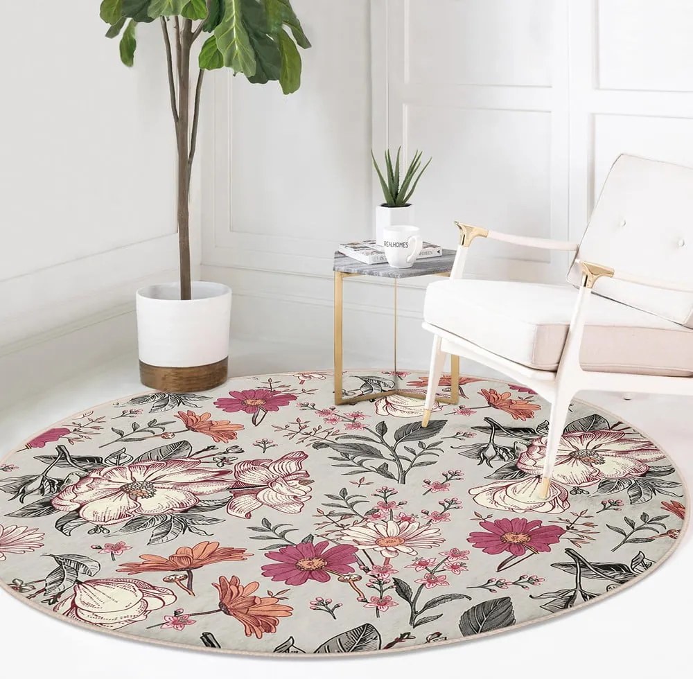 Covor rotund lavabil adecvat și pentru aspiratoare robot ø 100 cm Comfort – Mila Home