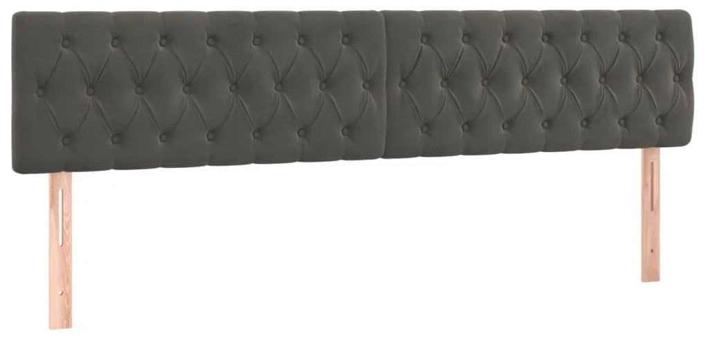 Pat box spring cu saltea, gri inchis, 200x200 cm, catifea Morke gra, 200 x 200 cm, Design cu nasturi