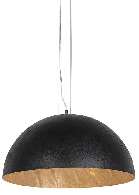 Lampă suspendată industrială negru cu aur 50 cm - Magna