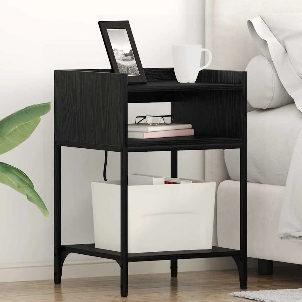 vidaXL Noptiere 2 pcs Stejar negru 40 x 40 x 61 cm Lemn compozit