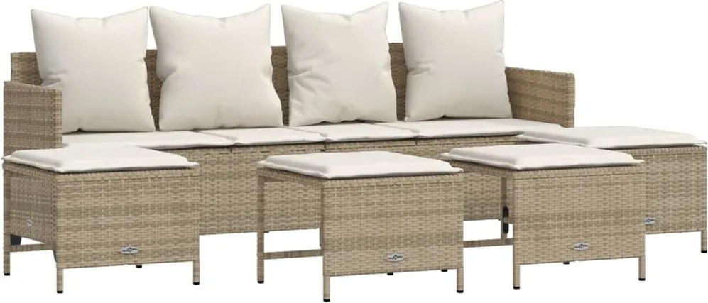 vidaXL Set canapele de grădină cu perne, 5 piese, bej, poliratan