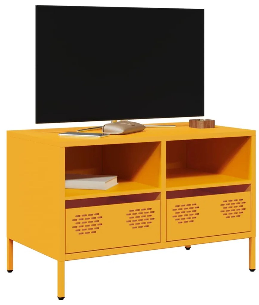 851319 vidaXL Dulap TV, galben muștar, 68x39x43,5 cm, oțel laminat la rece