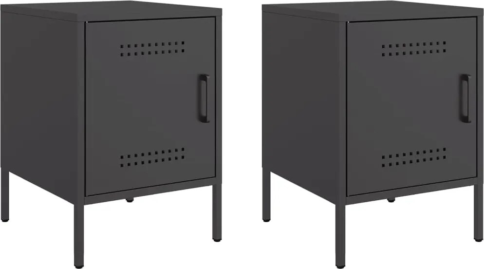 vidaXL Noptiere, 2 buc., negru, 36x39x50,5 cm, oțel