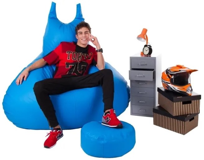 Fotoliu puf cu taburete Bobo XXXL (Albastru). 1054582