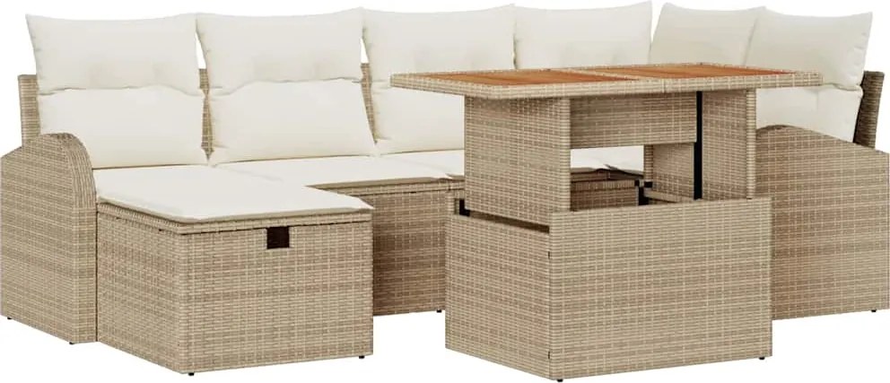 vidaXL Set de canapele pentru grădină 7 pcs Bej poliratan