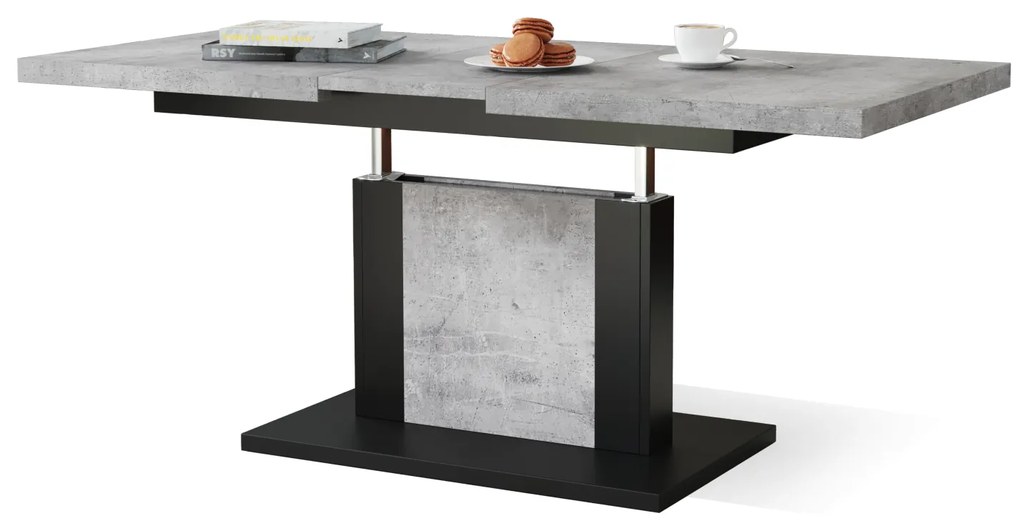 Mazzoni ORION Beton Millennium/Negru Mat - MĂSUȚĂ DE CAFEA EXTENSIBILĂ MODERNĂ