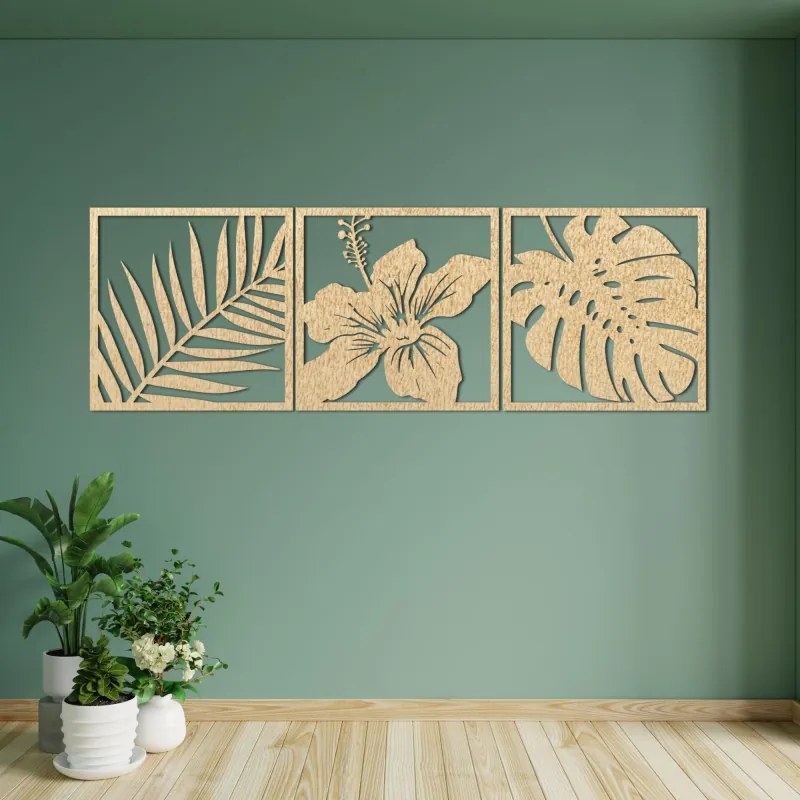 SENTOP | Imaginea frunză monstera, floare hibiscus, frunze de palmier - NARUTAL