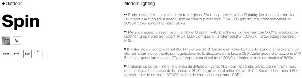 Spot LED rotativ pentru exterior IP54 Spin grafit