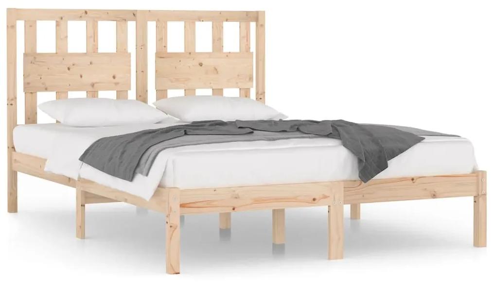 Cadru de pat, 140x190 cm, lemn masiv de pin Maro, 140 x 190 cm
