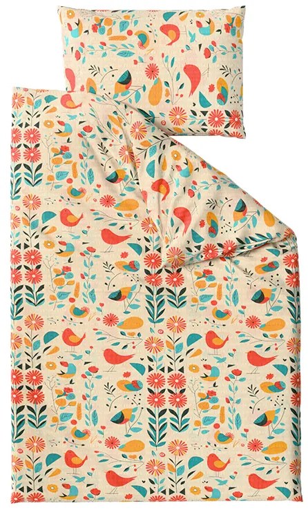 Lenjerie de pat din crep RETRO BIRD colorata Dimensiune lenjerie de pat: 70 x 90 cm | 140 x 200 cm