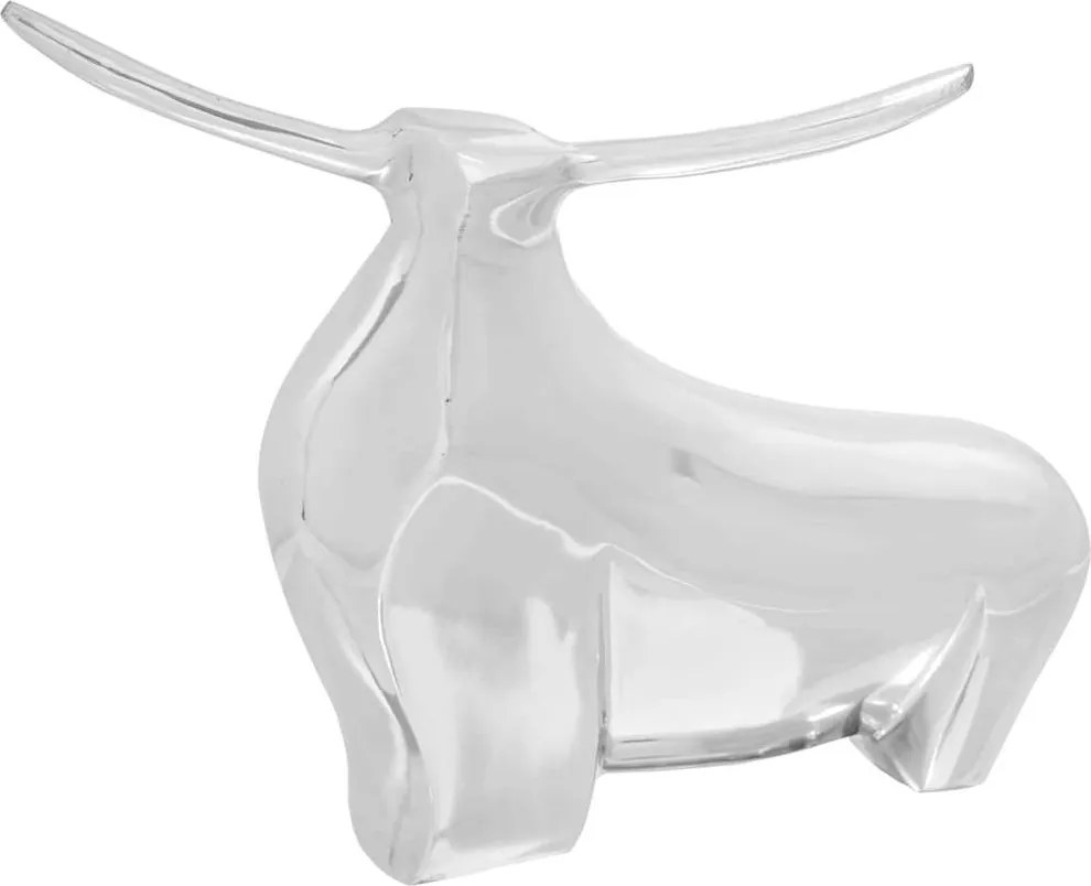 vidaXL Sculptură taur Argintiu 37 x 44 x 17 cm Aluminiu