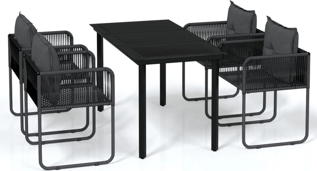 vidaXL Set de servit masa pentru grădină, 5 piese, negru