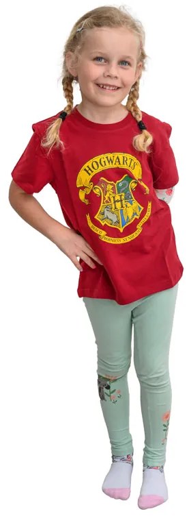 Tricou pentru copii HOGWARTS visiniu - diverse marimi Marime: 98 - 104