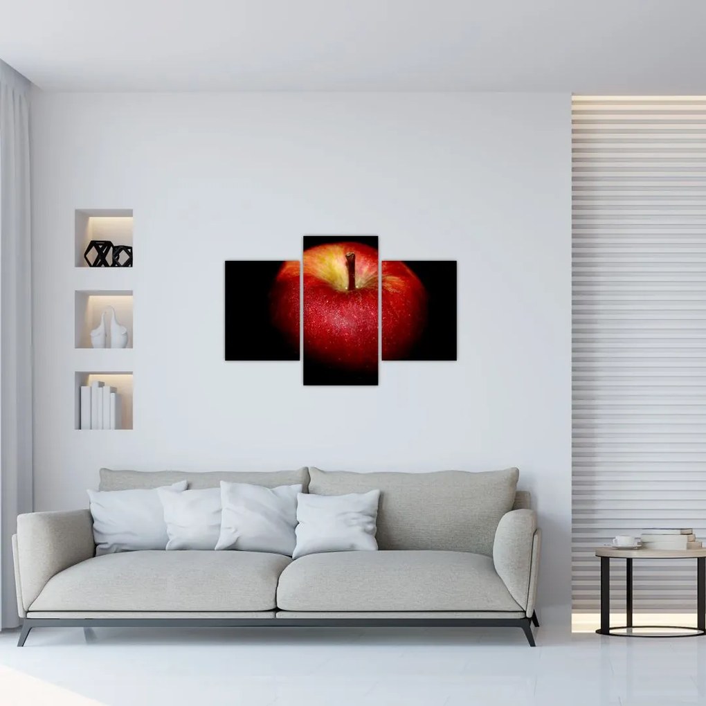 Tablou cu măr pe fundal negru (90x60 cm)