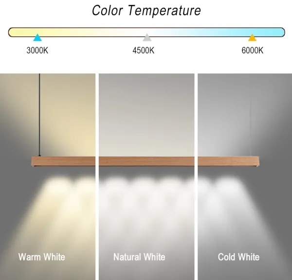 Immax NEO 07303L - Lustră LED dimmabilă pe cablu MADEIRA 26W/230V Wi-Fi Tuya, 122 cm, stejar