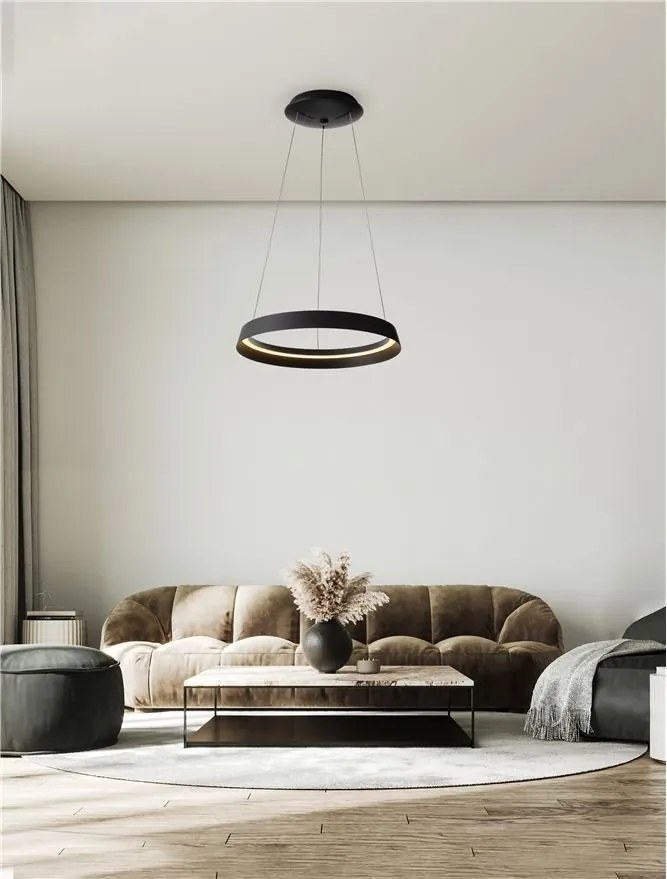 Lustra LED suspendata design modern circular ORMI negru D-45cm