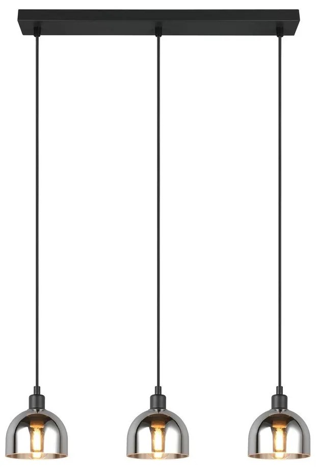 Lustră neagră/argintie cu abajur din sticlă Molly – Trio