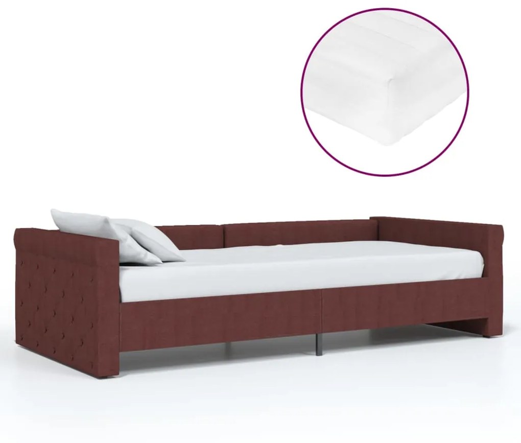 3080319 vidaXL Pat de zi cu saltea & USB, violet, 90x200 cm, textil