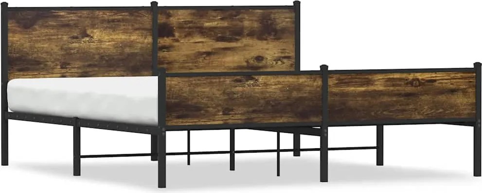 vidaXL Cadru de pat metalic fără saltea, stejar fumuriu, 183x213 cm