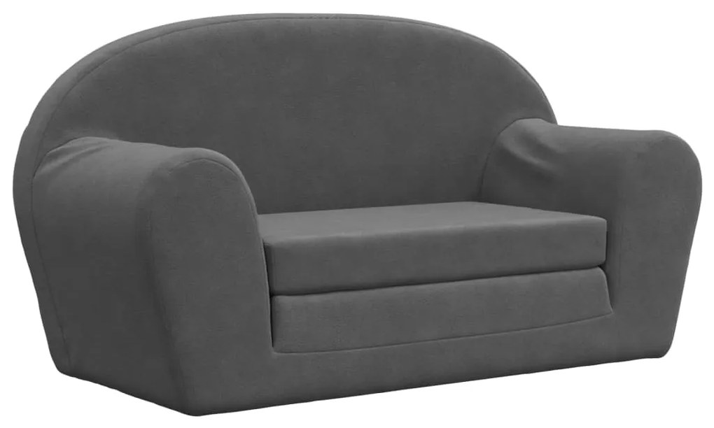 341781 vidaXL Canapea extensibilă de copii cu 2 locuri, antracit, pluș moale
