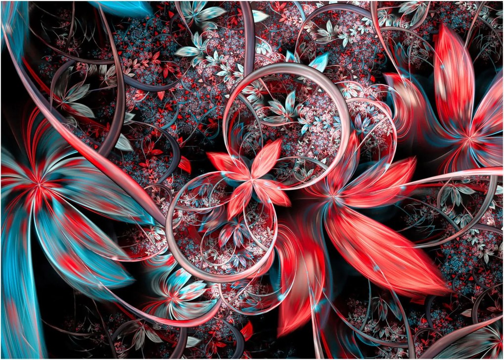 Tablou abstract cu flori exotice (70x50 cm)