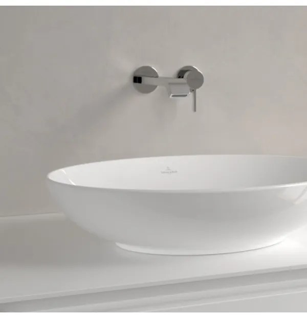 Lavoar pe blat, Villeroy&amp;Boch Loop&amp;Friends, material TitanCeram, 56x38cm, fara preaplin, Alb Alpin, 4A470101
