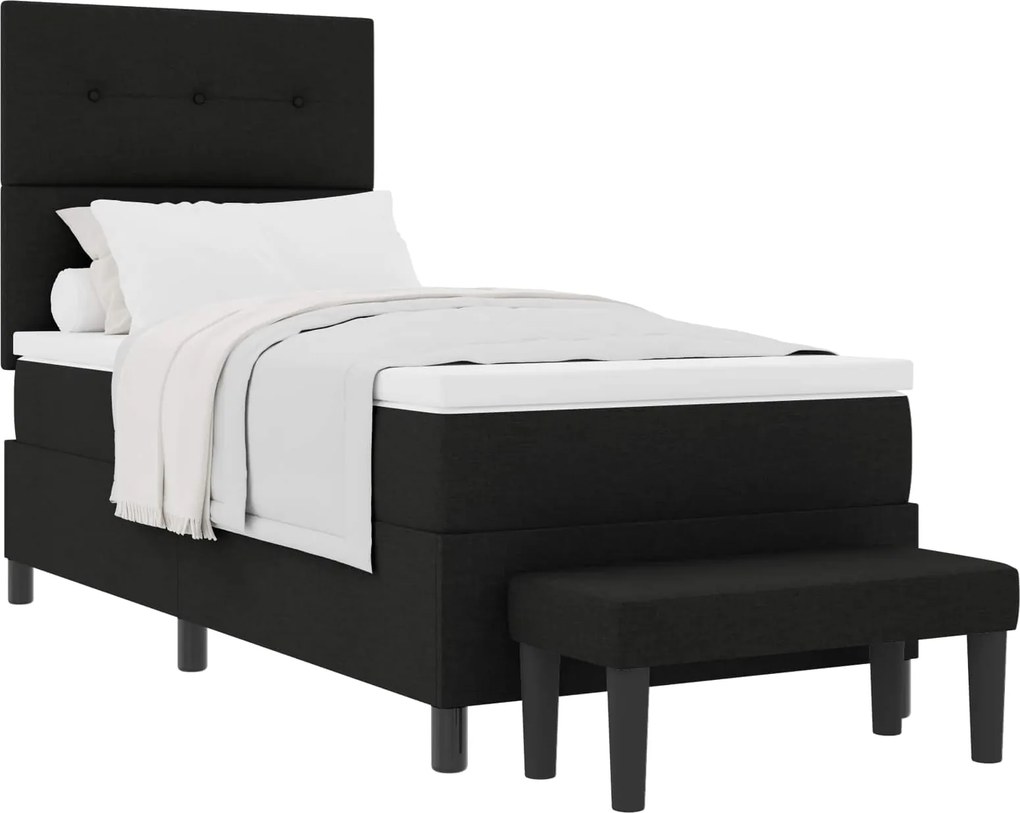 vidaXL Pat cu arcuri cu saltea cu headboard Negru 80 x 200 cm țesătură