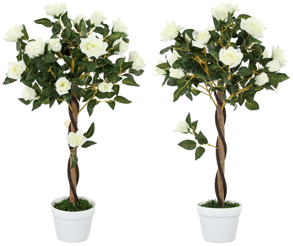 Outsunny Arbore artificial, plantă artificială în ghiveci de ciment, plantă artificială | Aosom Romania